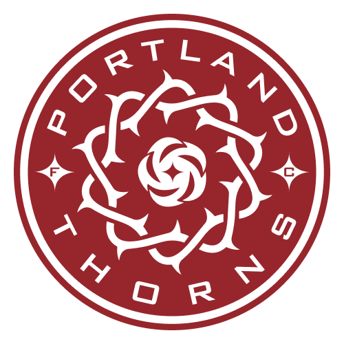 Logo Portland Thorns FC dan Racing Louisville FC sebelum bertanding