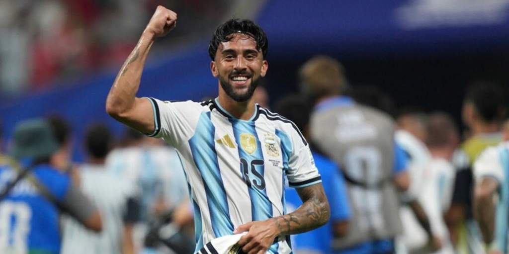 Nico Gonzalez saat bertanding membela tim nasional Argentina di turnamen internasional